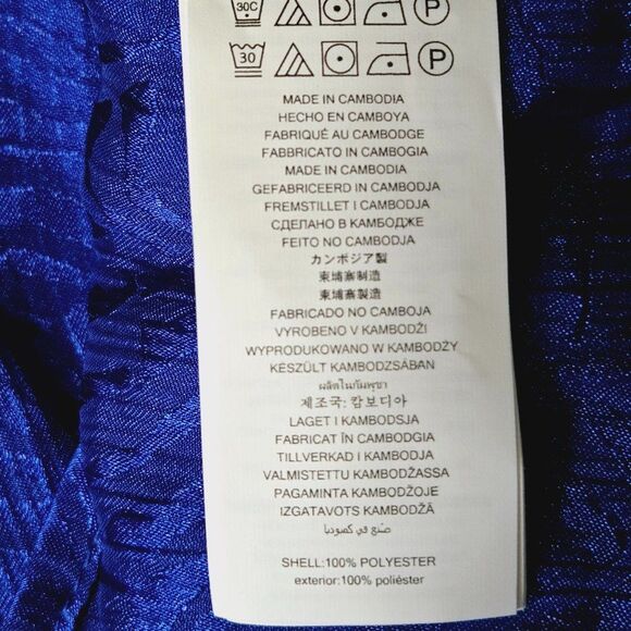 NWT MICHAEL KORS Royal Blue Zebra Plisse Handkerchief Hem Poly Top/Tunic Sm/Med - Picture 10 of 11